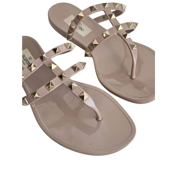 Valentino Garavani Rockstud Flat Sandal Poudre Made in Italy Size 6US - Picture 7 of 10